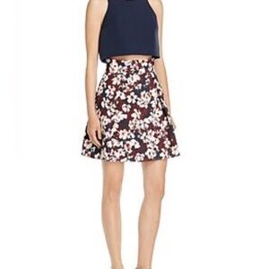 Black Halo Floral Pleated Skirt